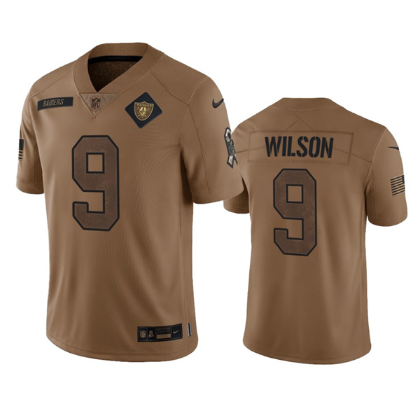 Men's Las Vegas Raiders #9 Tyree Wilson 2023 Brown Salute To Service Limited Football Stitched Jersey